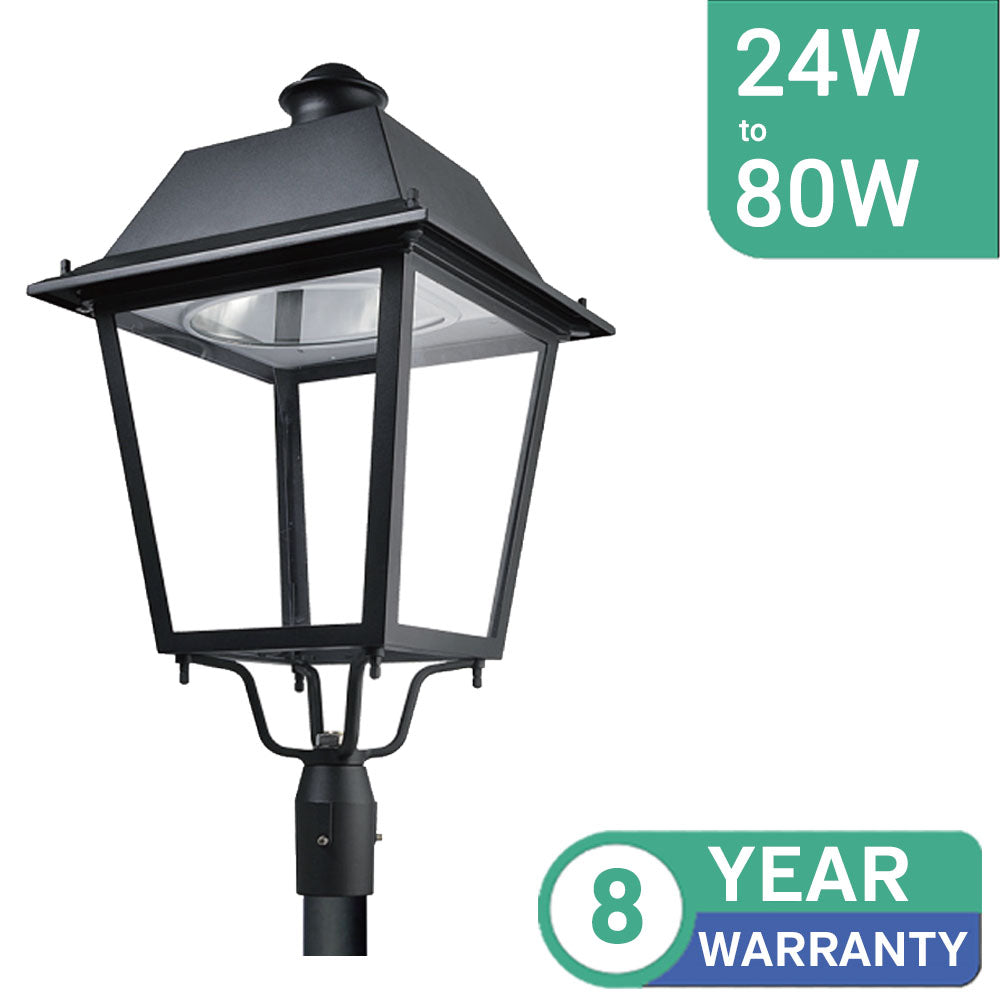 24W to 80W Victoria Classic LED Post-Top Street Light IP66 CCT