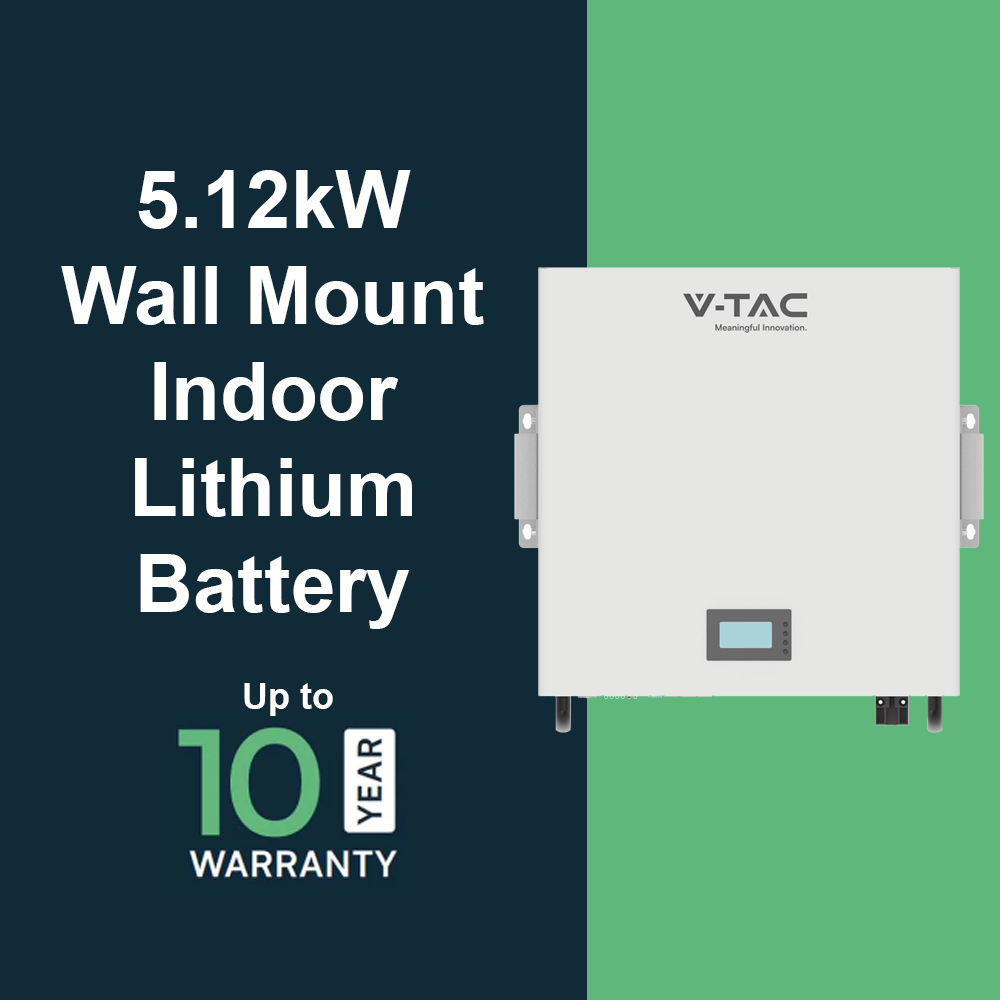 5.12kWh Indoor Wall Mounted Lithium Battery for Solar System - Up To 10 Year Warranty