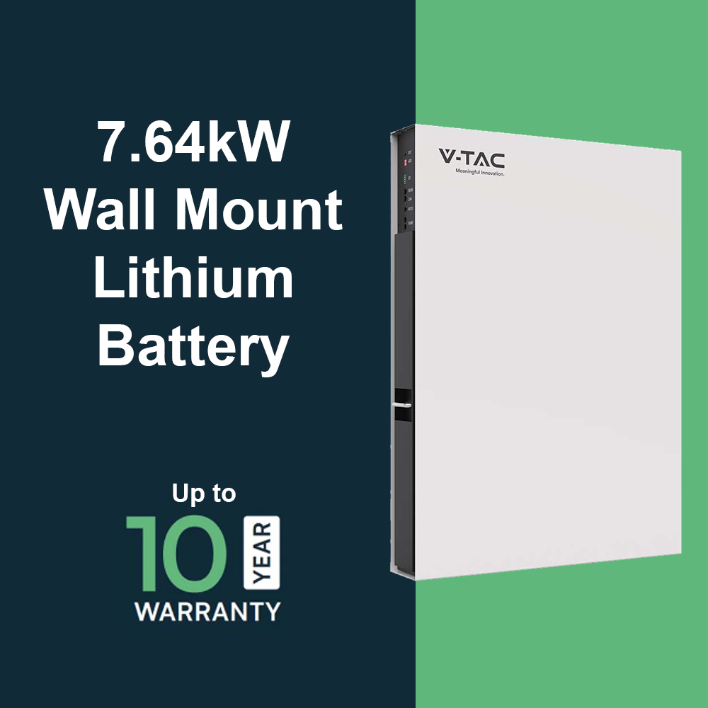 7.64kWh Slim Wall Mounted Lithium Battery for Solar System - Up to 10 Year Warranty