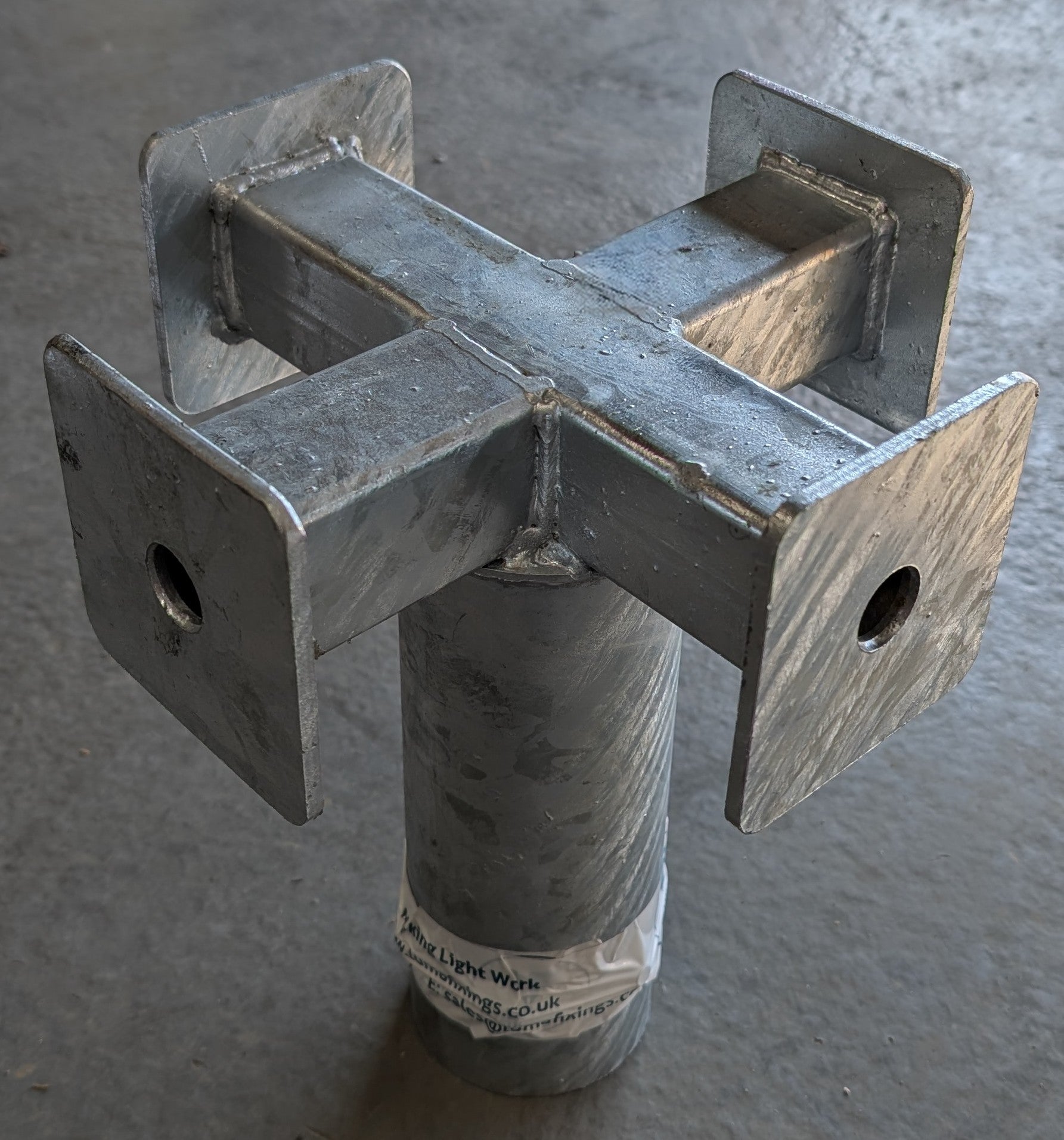 Robust Heavy Duty Quad CCTV bullet camera bracket: hot‑dipped galvanized steel, fits 3–12 m columns, easy install with grub screws and cable routing, durable & corrosion‑resistant.