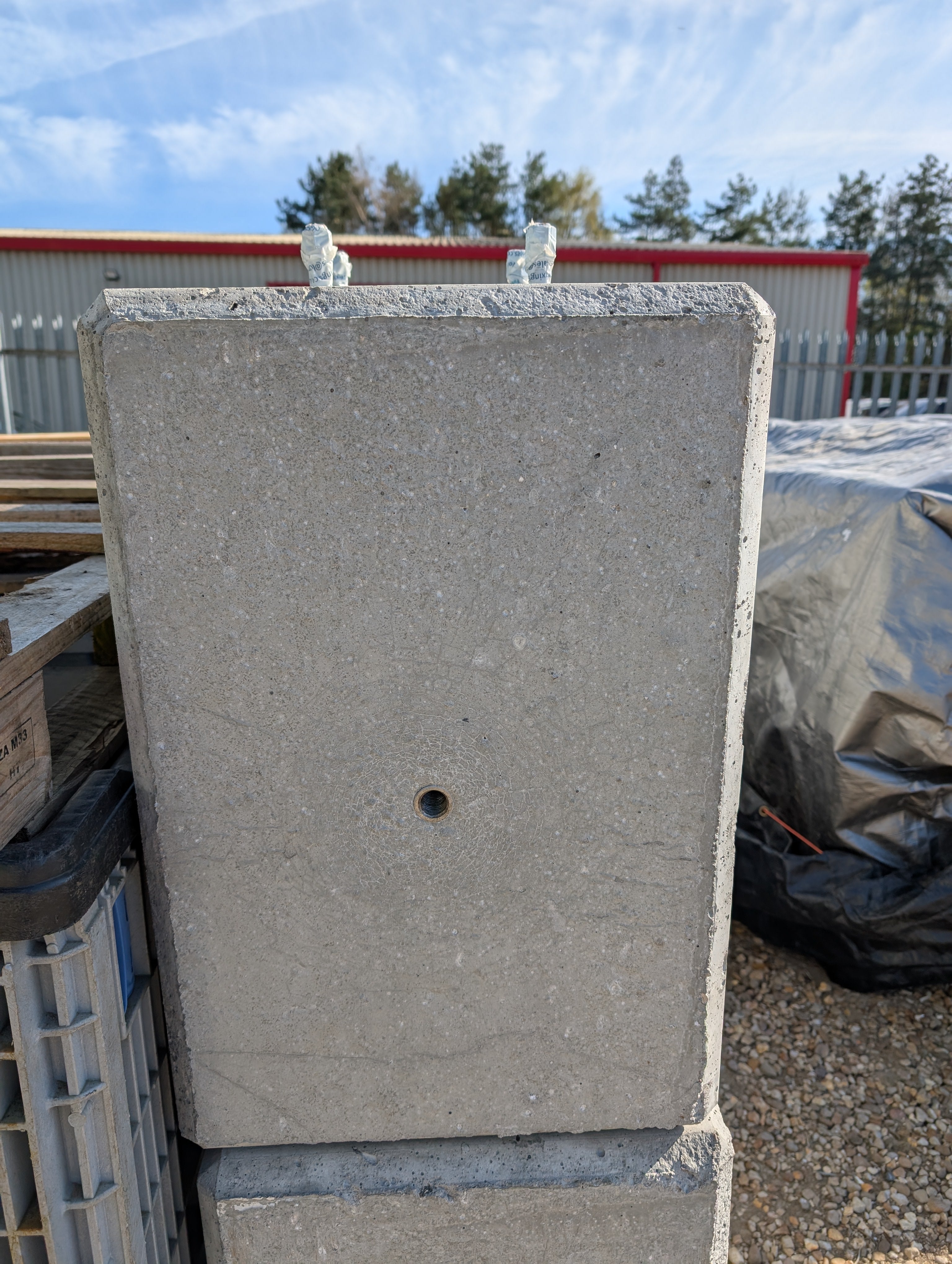 Precast 500kg concrete block for fast, secure installation—suitable for lighting columns and marquees. Forklift slots and lifting anchor point for positioning.