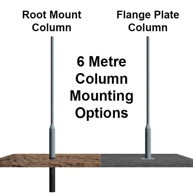 6m lighting column installation types – rooted vs flange plate mounting options