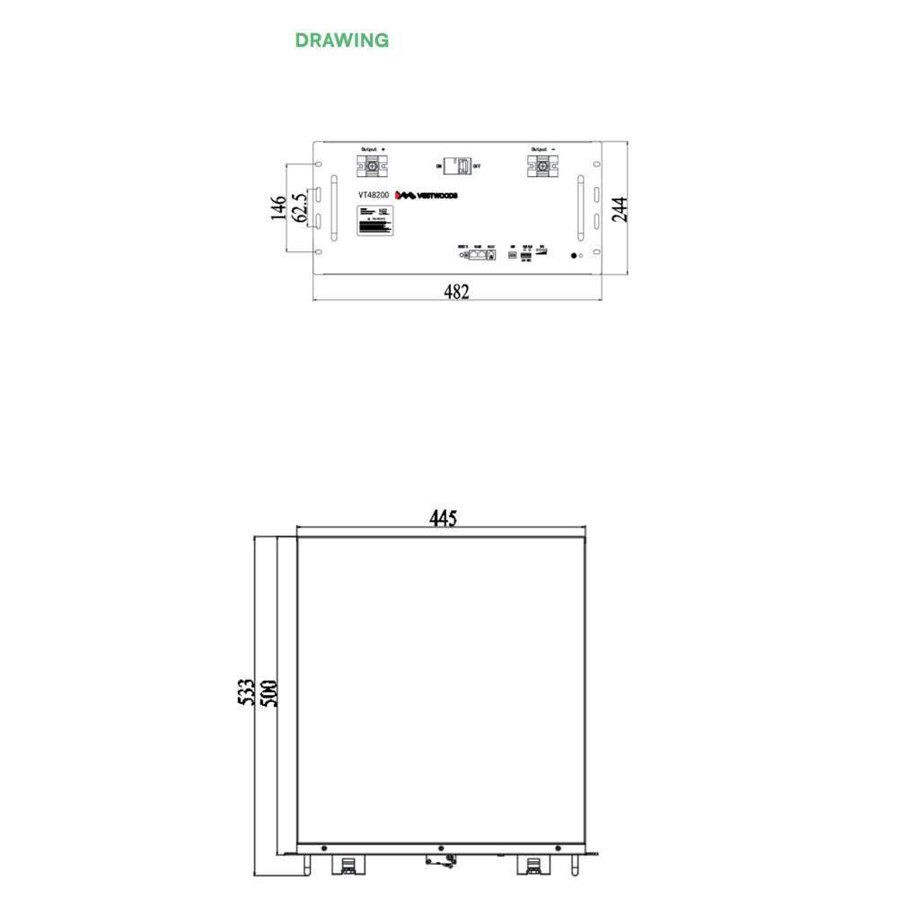 9.60kWh Rack Mounted Lithium Battery for Solar System - 5 Year Warranty