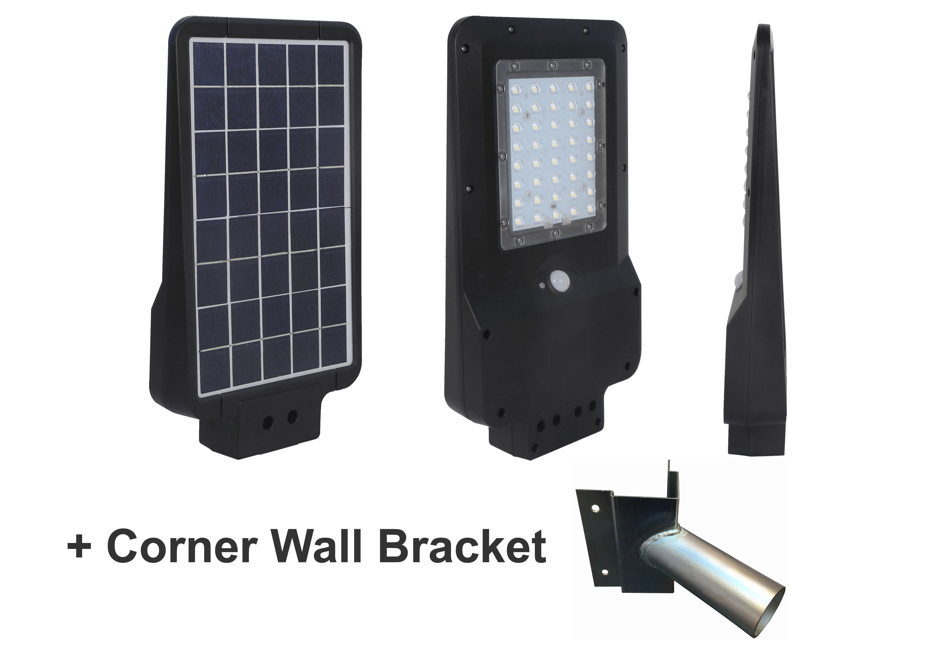 20W LED Solar Street Light Black 2,200 Lumens Daylight LED IP65