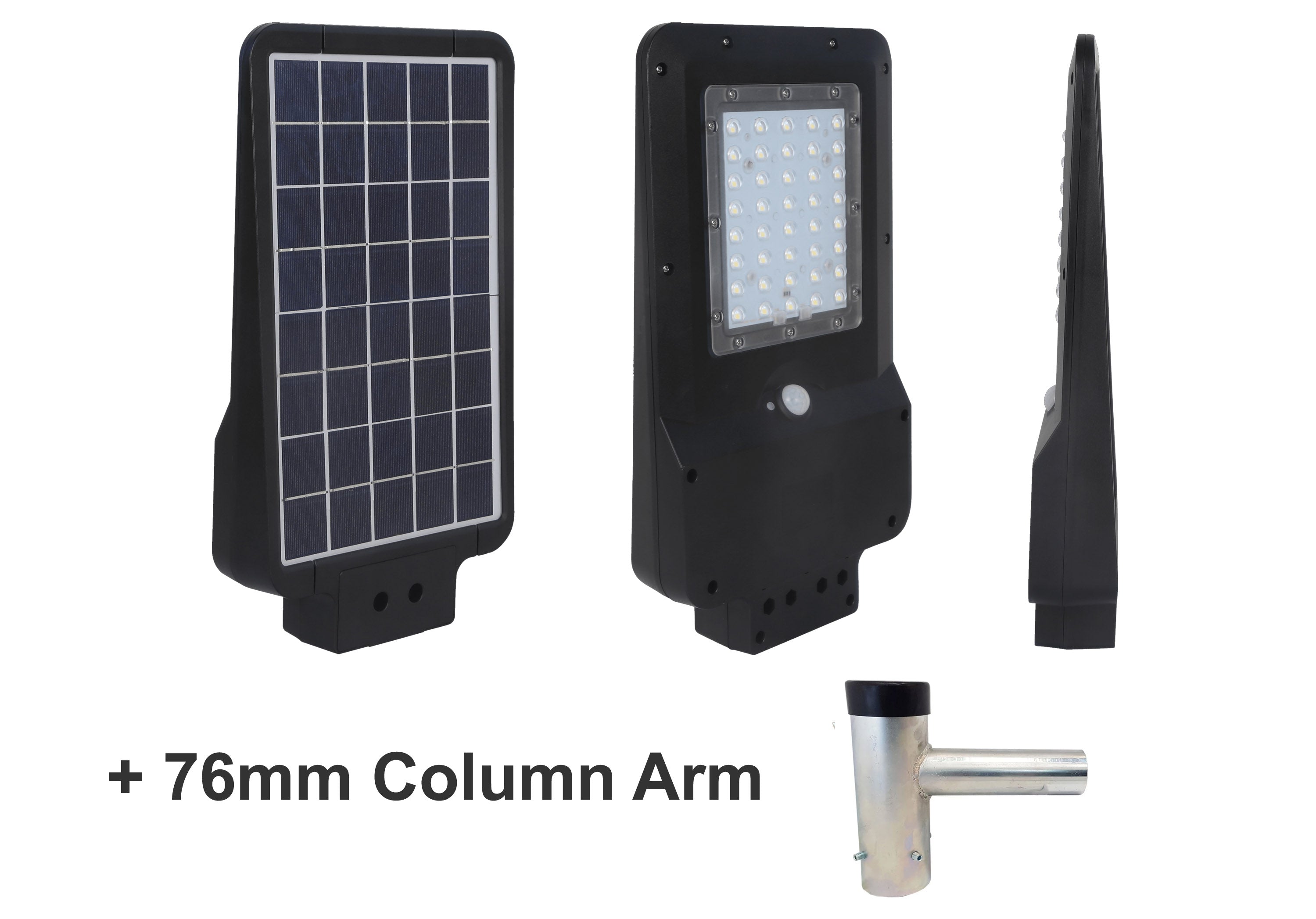 20W LED Solar Street Light Black 2,200 Lumens Daylight LED IP65