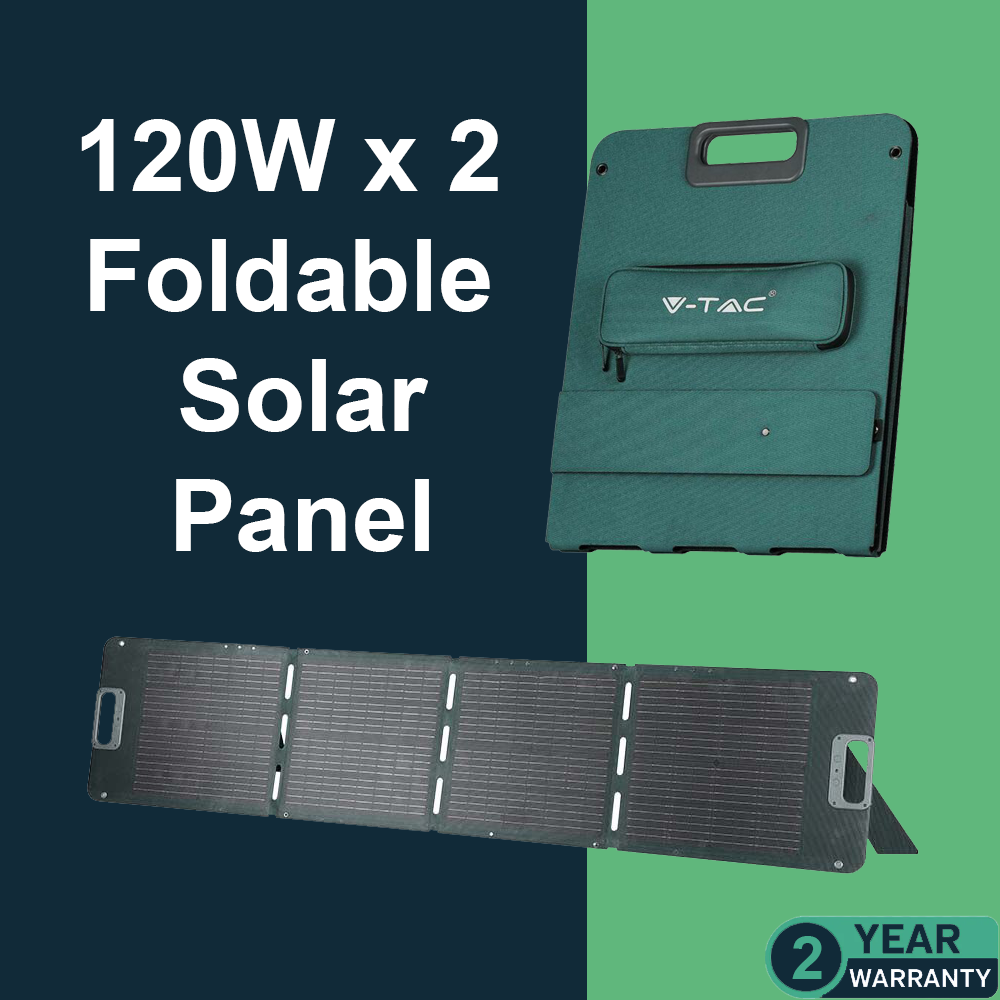 120W x 2 Foldable Solar Panel With 2In1 Cable For Portable Power Station