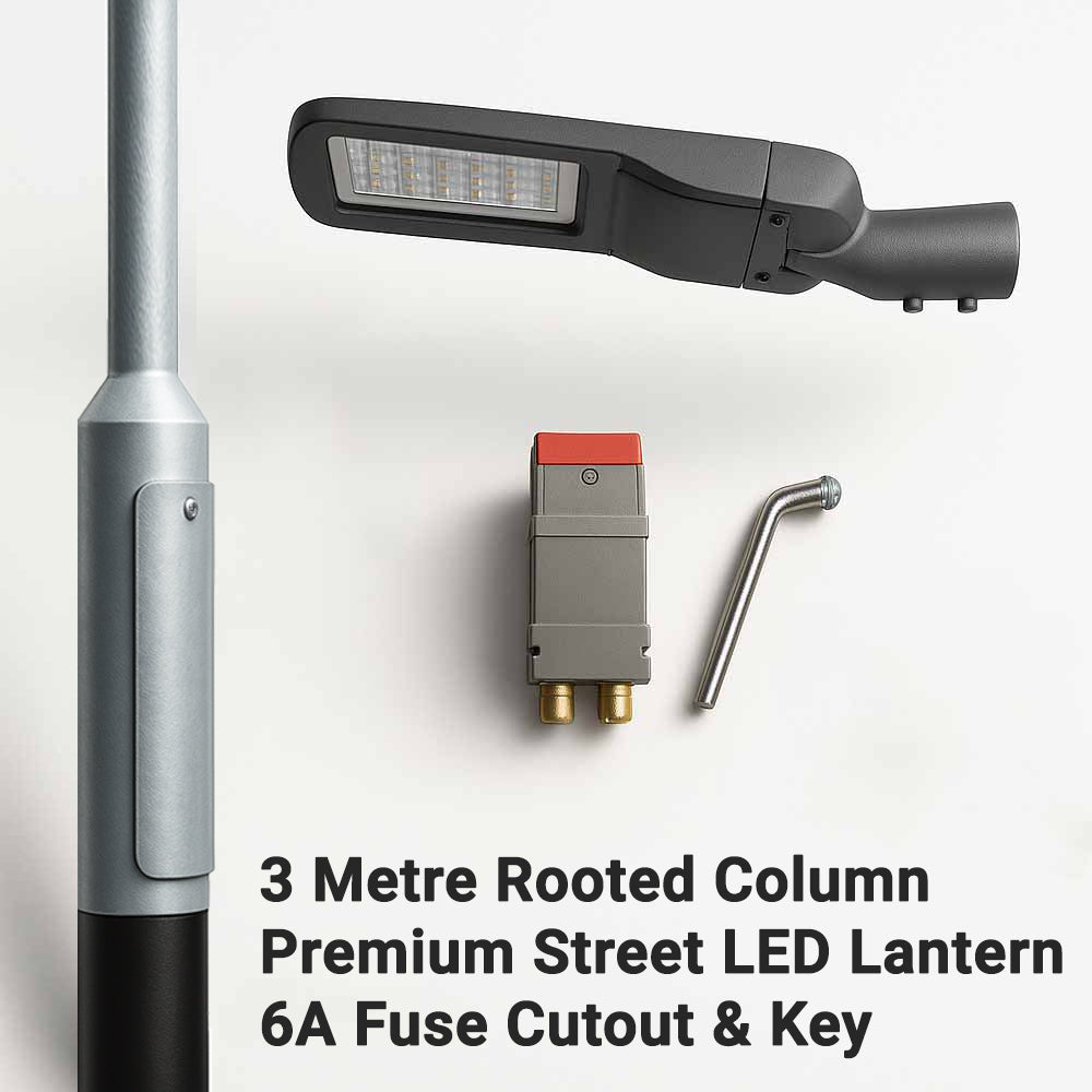 Premium 3 Metre LED Street Lighting Column Complete Kit