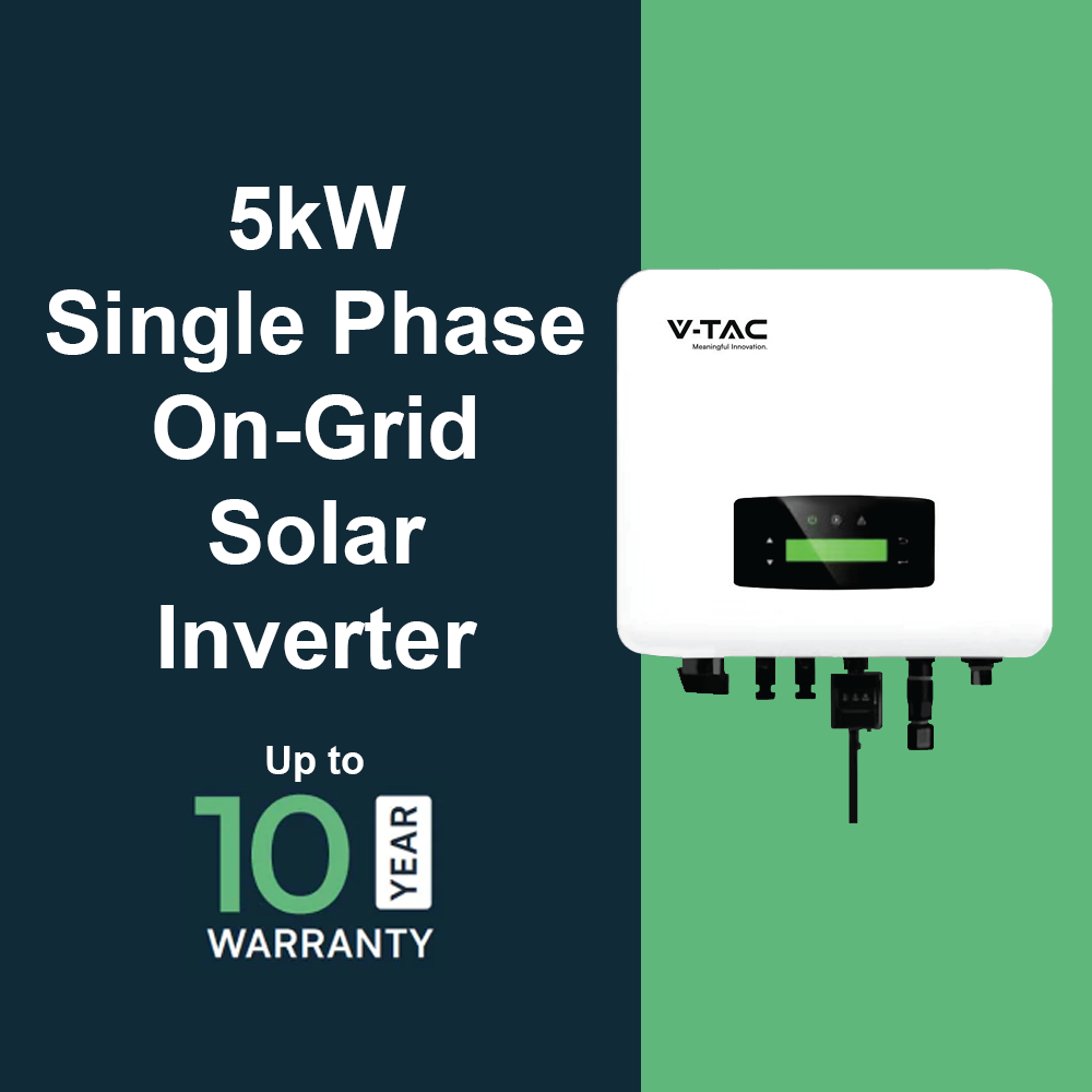 5kW Single Phase On-Grid Solar Inverter IP65 c/w LCD Display - Up To 10 Year Warranty