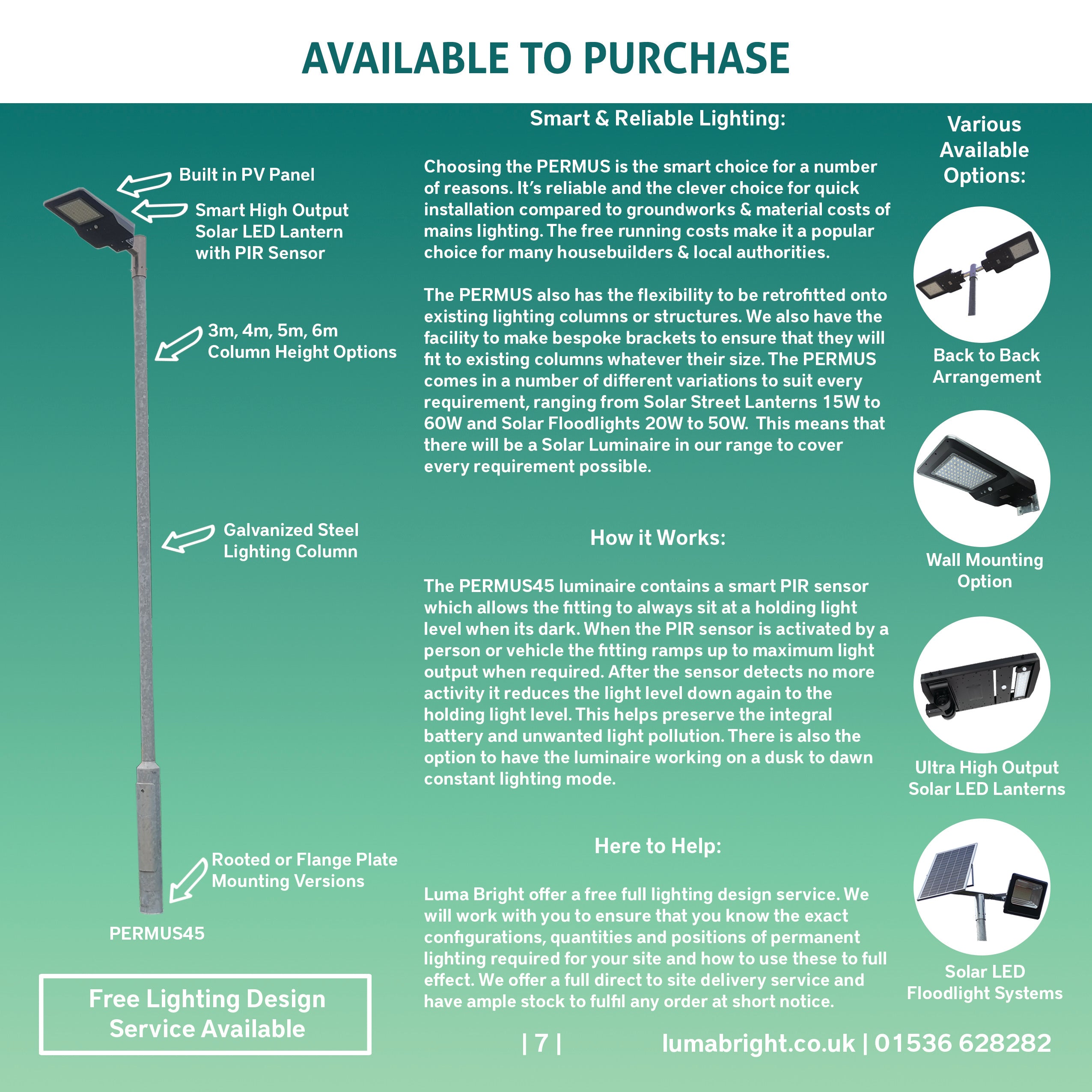 45W Solar LED Street Light & Lighting Column Packages