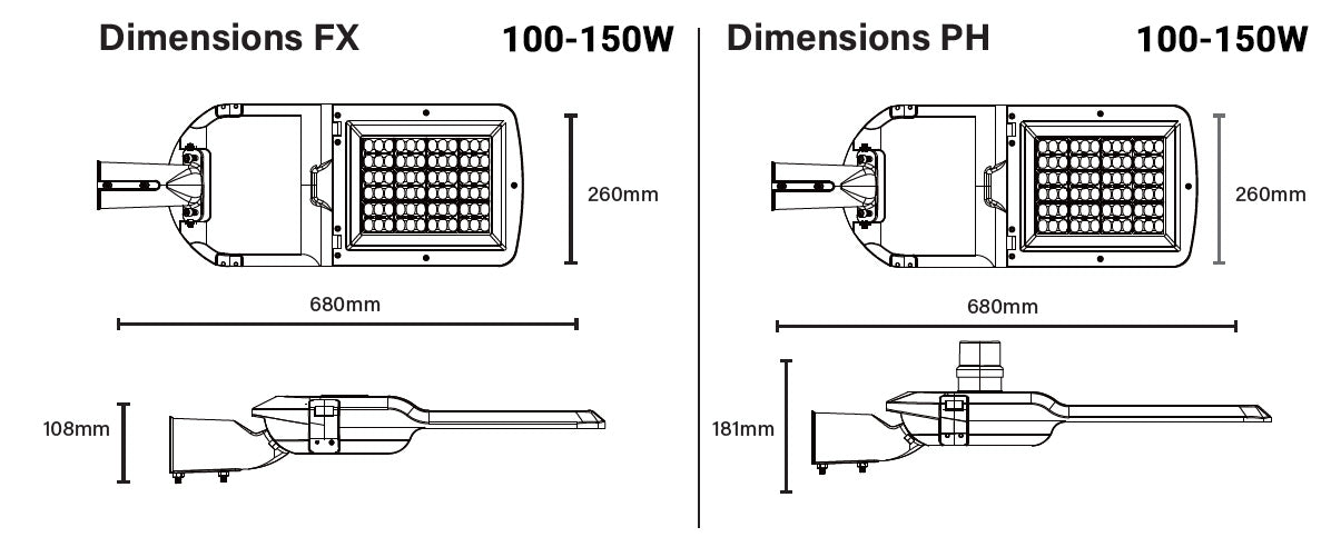20W to 150W APOLLO Premium LED Street Lanterns IP66 - CCT - Wattage Selectable