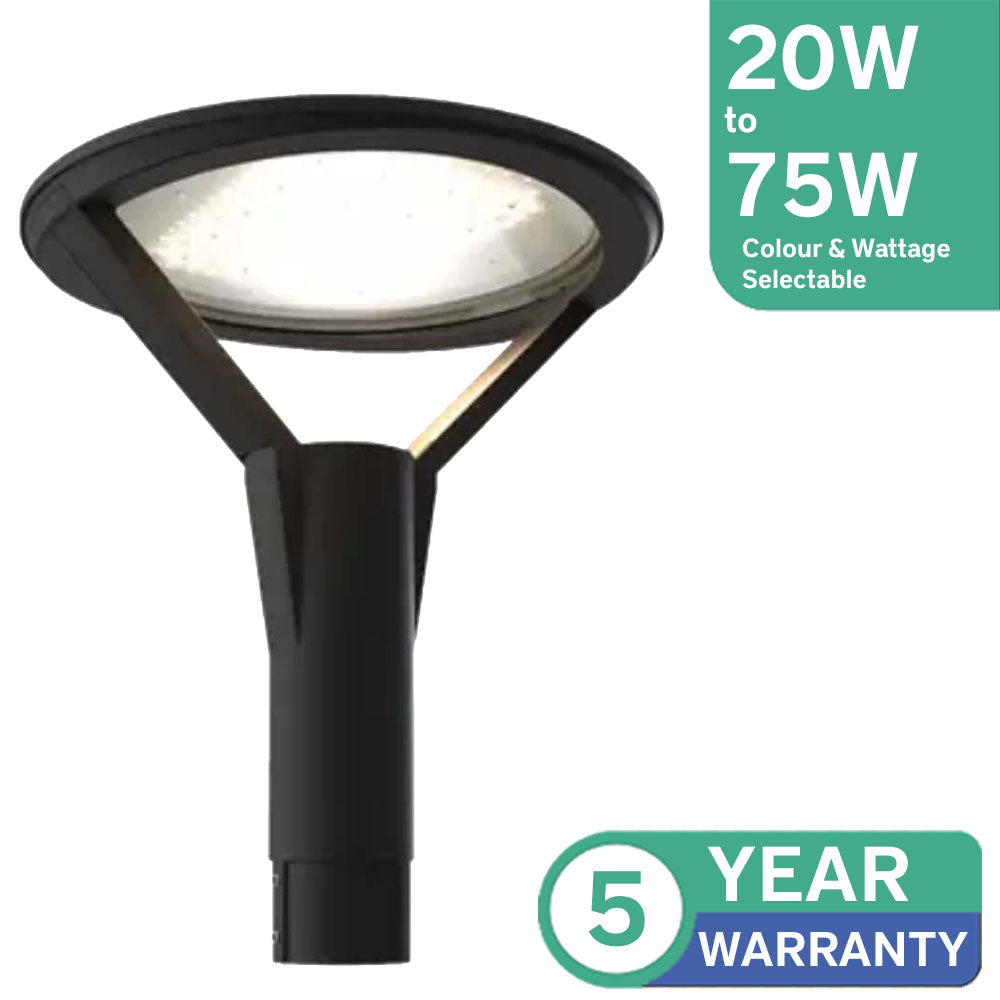 20W to 75W Helio Amenity LED Post-Top Lantern IP66 CCT
