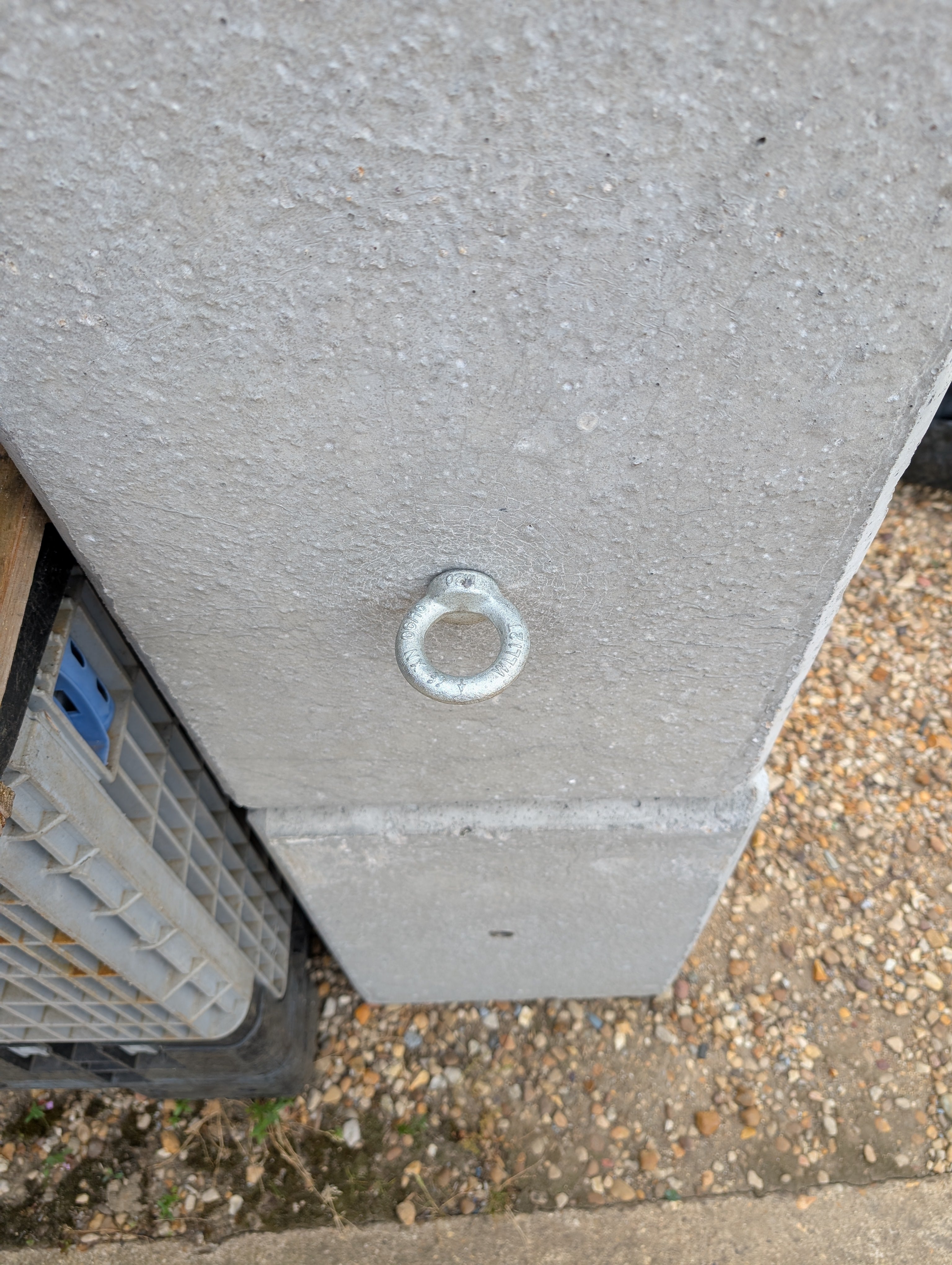 Precast 500kg concrete block for fast, secure installation—suitable for lighting columns and marquees. Forklift slots and lifting anchor point for positioning.