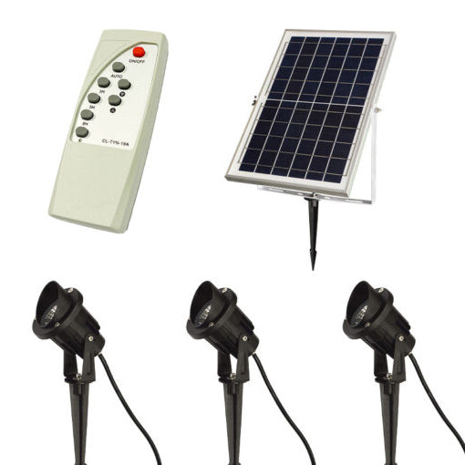 Sun-Beam 7W Solar Spot/Spike Lights Kit - Set of 3 Lights and 1 Panel