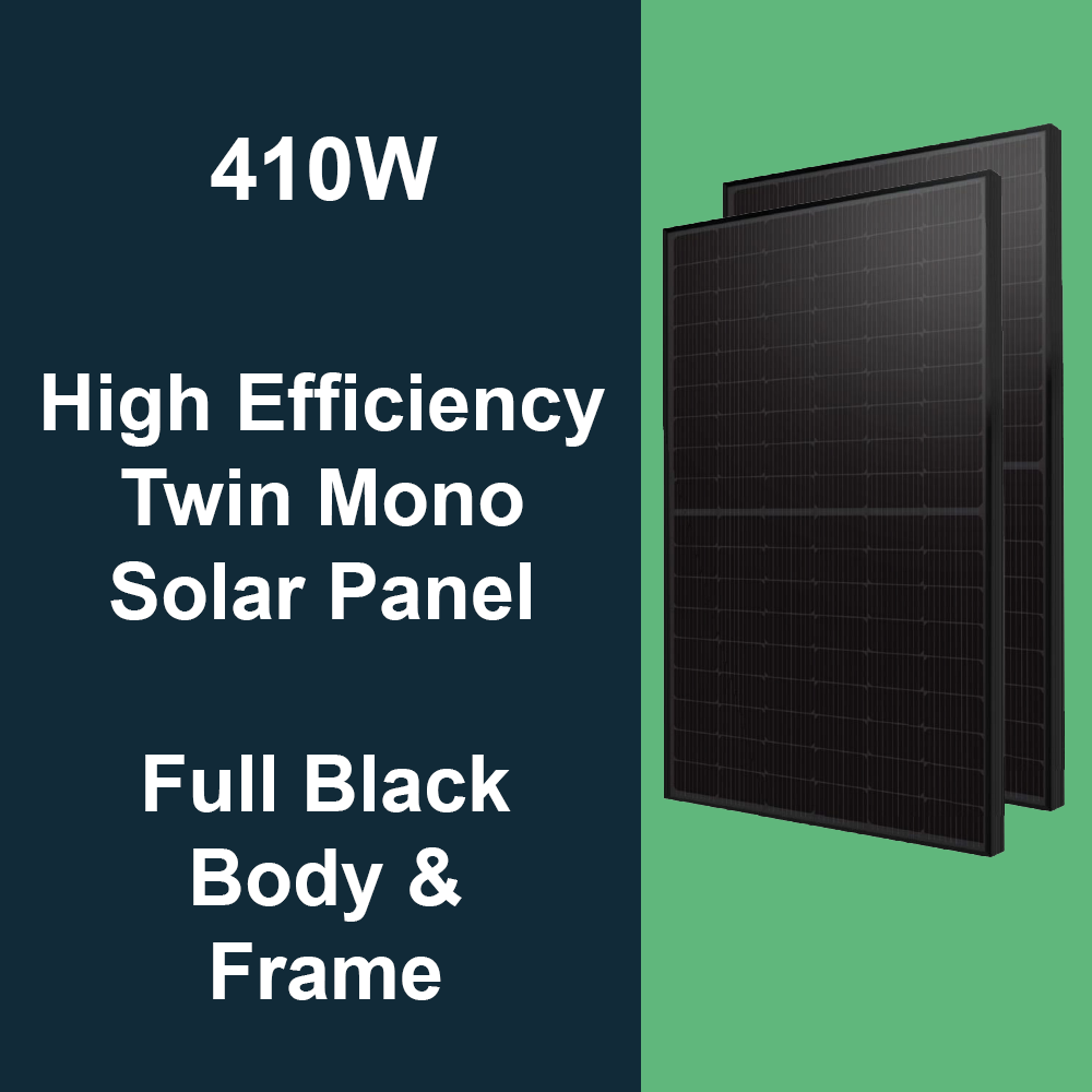 410W - Twin Mono Solar Panel | Full Black Frame - 36 Panels