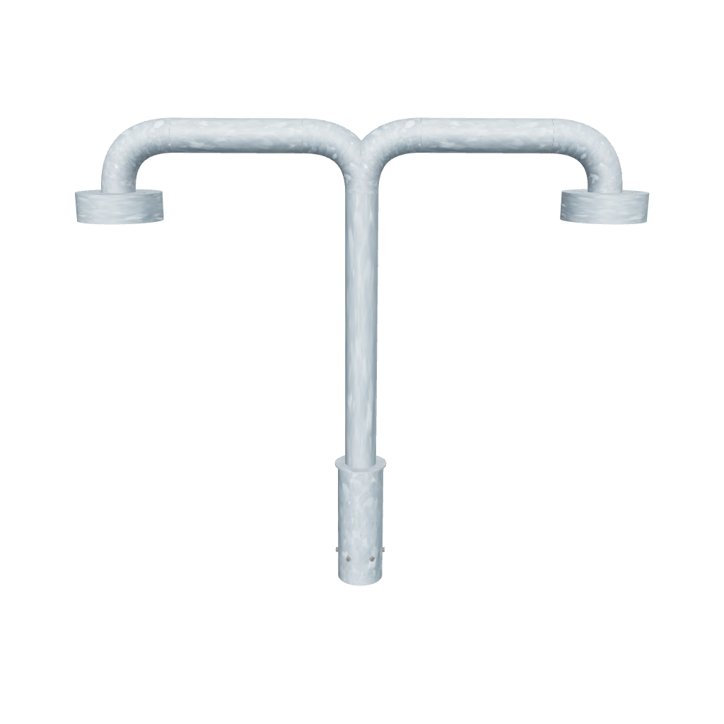 Hot-dipped galvanized swan-neck bracket for dome/PTZ CCTV on 3–12 m columns. Pre-drilled, cable-friendly, twin, built for durability & easy install. Universal Mounting Plate